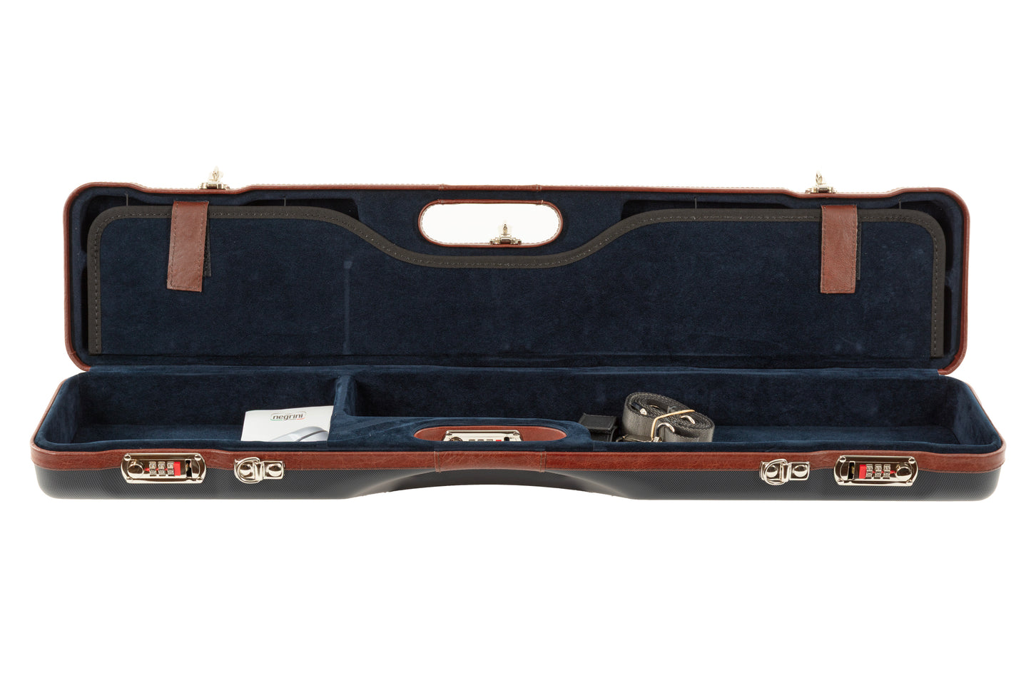 NEGRINI CASE | 16405 COMPACT UPLANDER | 1 O&U OR SXS / 1 LOW TO MEDIUM RIB BARREL UP TO 30" | NAVY / RICH TOBACCO / NAVY