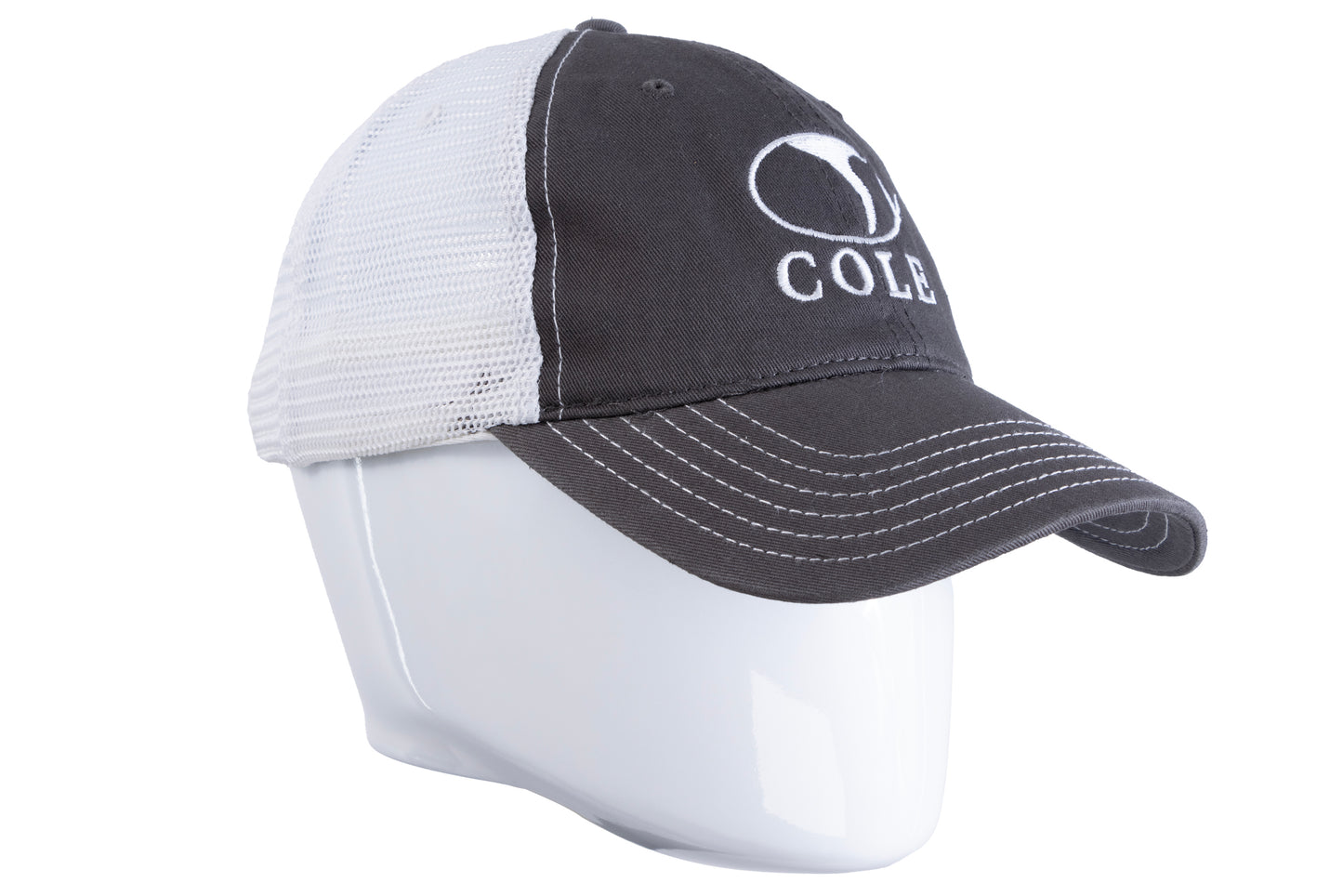 COLE HATS | LP MESH TRUCKER LOGO SNAP BACK - CHARCOAL & WHITE