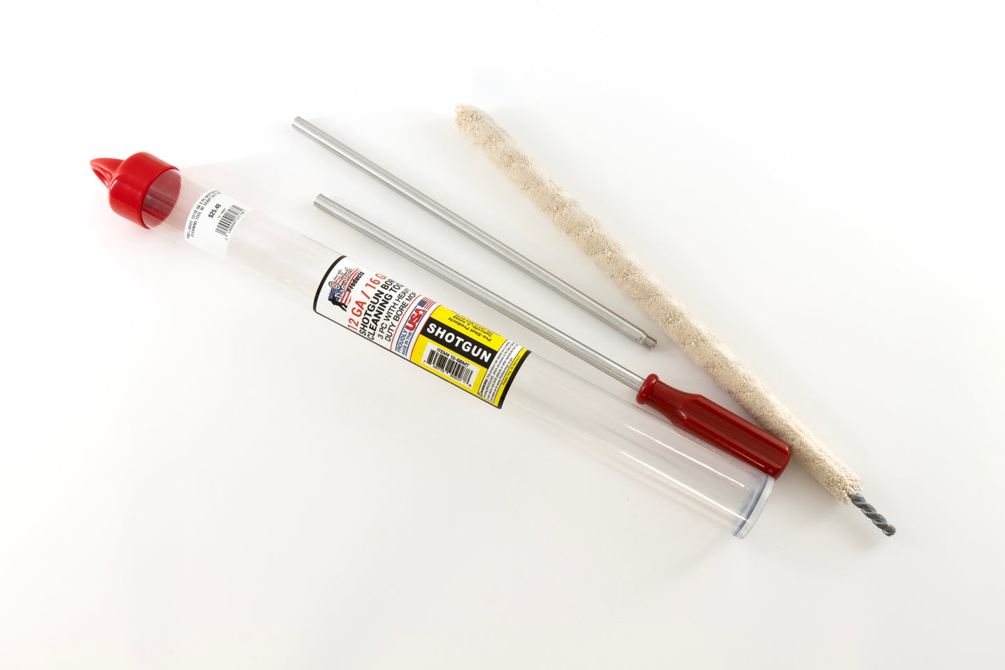 PRO SHOT CLEANING | 12/16 GA 3 PC SHOTGUN BORE CLEANING TOOL W/ HEAVY DUTY MOP