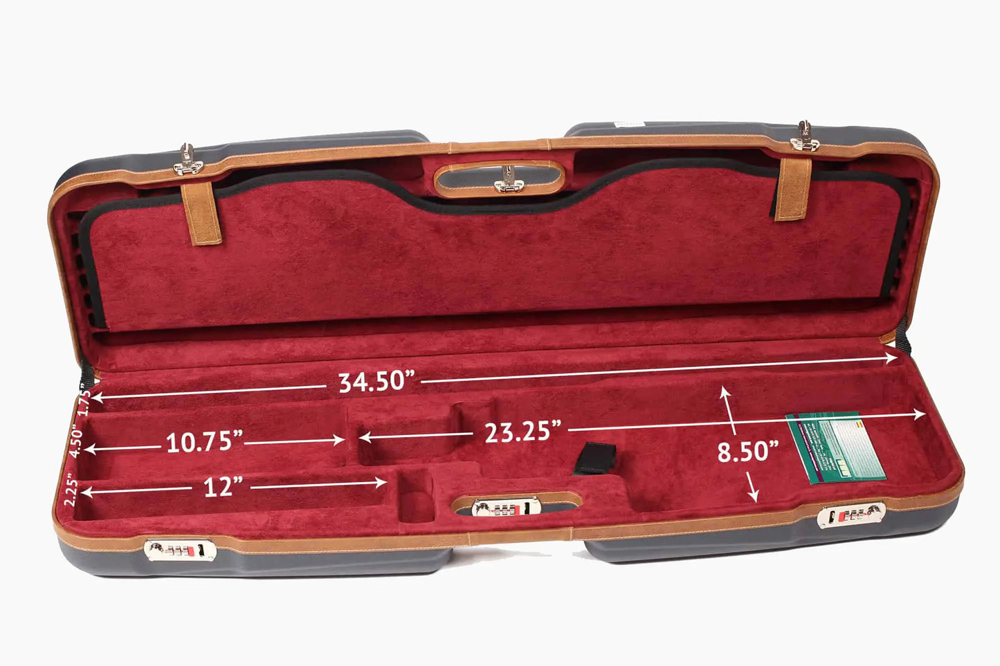 NEGRINI ACCESSORIES | NEGRINI CASE | 1622 SPORTING & FULL TUBE SET | 1 O&U / 1 HIGH RIB BARREL UP TO 32" | NAVY / TOBACCO LEATHER / NAVY