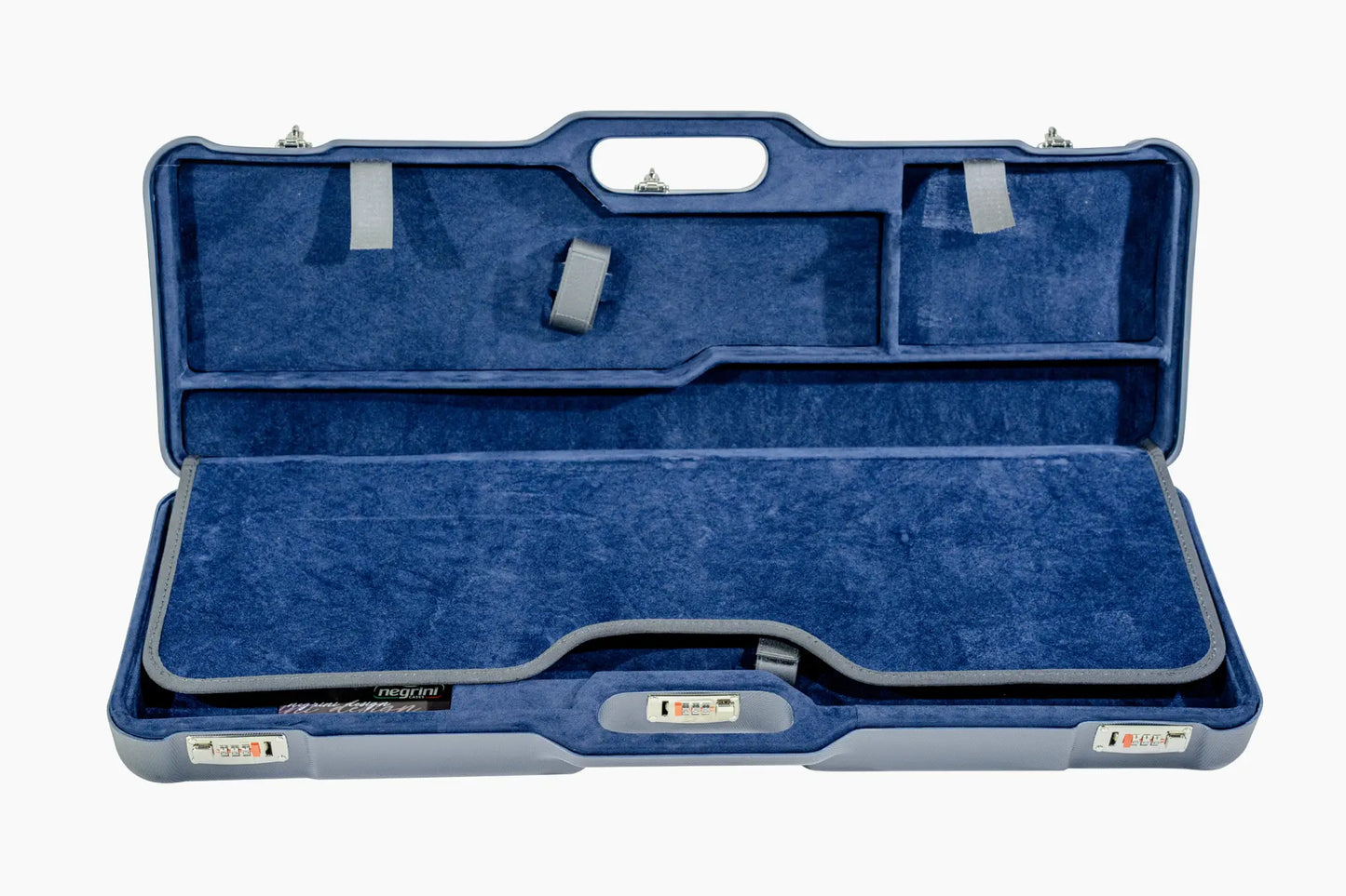 NEGRINI ACCESSORIES | NEGRINI CASE | 1670 HUNTING & COMPETITION | 2 O&U OR SXS / 2 LOW TO MEDIUM RIB BARRELS UP TO 28" | NAVY / NAVY