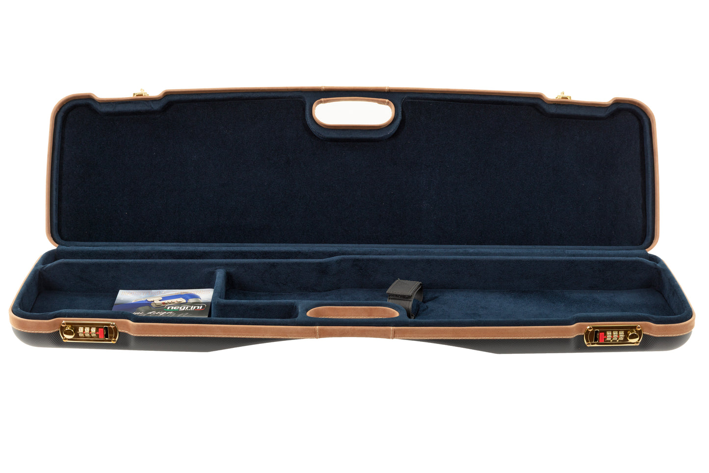 NEGRINI CASE | 1605 HUNTING | 1 O&U OR SXS / 1 LOW RIB BARREL UP TO 28" | NAVY / TAN LEATHER / NAVY