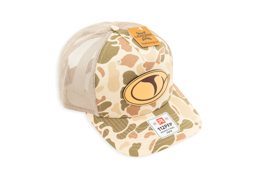 COLE APPAREL | 112 LEATHER PATCH HAT | HARVEST DUCK CAMO LIGHT TAN